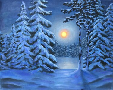 Painting titled "Moonlight" by Irina Gauss, Original Artwork, Oil