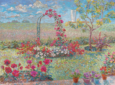 Painting titled "Mon Jardin" by Irina Grigoriev-Vaschinkina, Original Artwork, Pastel