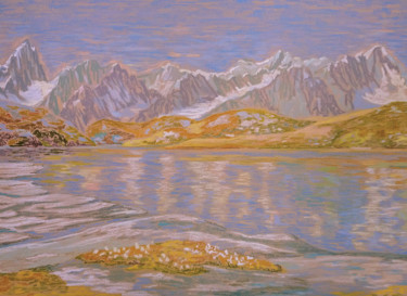 Painting titled "Lac Dans Les Montag…" by Irina Grigoriev-Vaschinkina, Original Artwork, Pastel