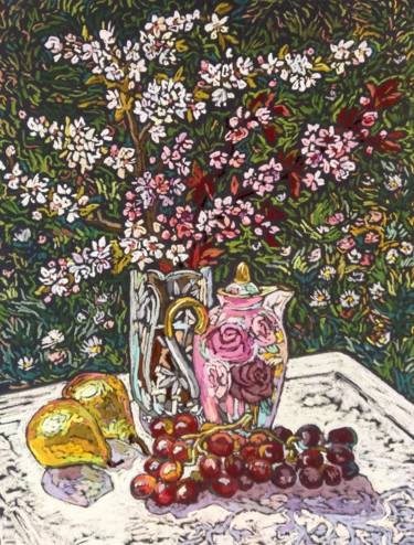 Malerei mit dem Titel "Nature morte avec r…" von Irina Grigoriev-Vaschinkina, Original-Kunstwerk, Pastell