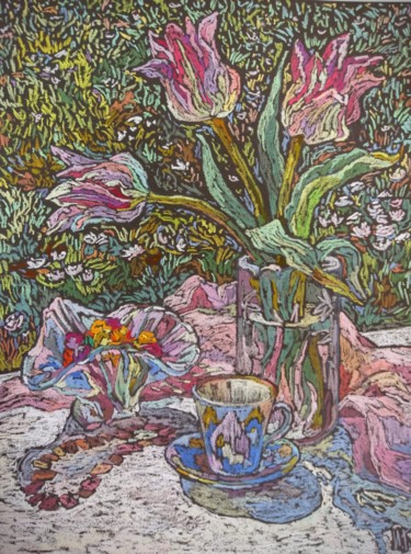 Peinture intitulée "Tout En Rose" par Irina Grigoriev-Vaschinkina, Œuvre d'art originale, Pastel