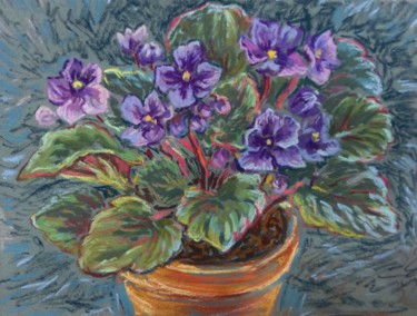 Painting titled "Les Violettes" by Irina Grigoriev-Vaschinkina, Original Artwork, Pastel