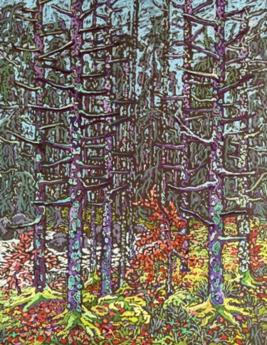 Peinture intitulée "Forêt-noire" par Irina Grigoriev-Vaschinkina, Œuvre d'art originale, Pastel