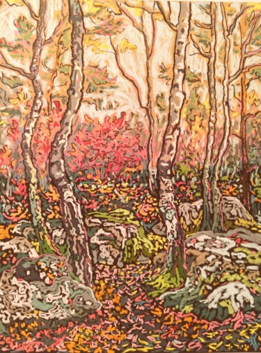Ζωγραφική με τίτλο "La Forêt de Fontain…" από Irina Grigoriev-Vaschinkina, Αυθεντικά έργα τέχνης, Παστέλ