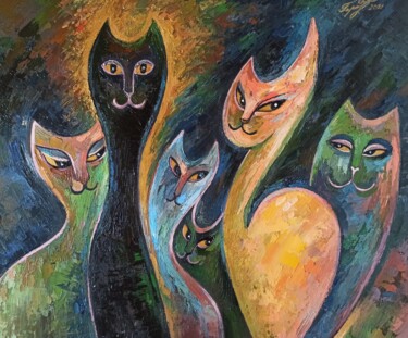 Pittura intitolato "Золотые глаза" da Irina Gubarevich, Opera d'arte originale, Olio