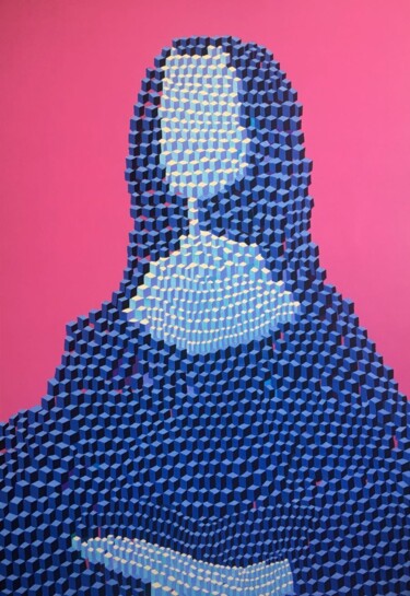 Malerei mit dem Titel "Blueberry Mona Lisa" von Irina Gvozdetskaya, Original-Kunstwerk, Acryl