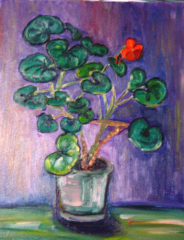 Painting titled "Geranium" by Irina Gvozdetskaya, Original Artwork, Oil