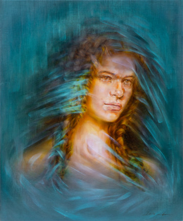 Malerei mit dem Titel "Red-haired beauty" von Irina Inozemtseva-Lopes, Original-Kunstwerk, Öl