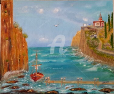 Картина под названием "Sea. Bay and lighth…" - Ora, Подлинное произведение искусства, Масло