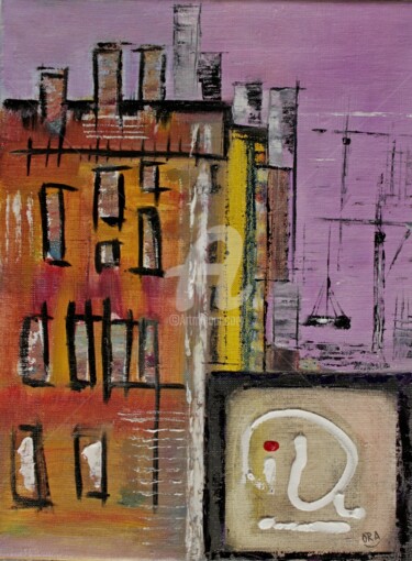 Картина под названием "City block. Городск…" - Ora, Подлинное произведение искусства, Масло