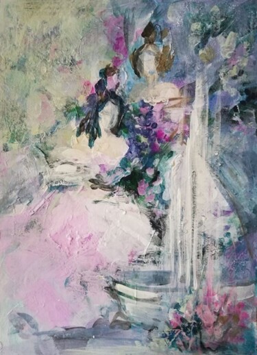 Картина под названием "У фонтана" - Ирина Ирабел, Подлинное произведение искусства, Акрил