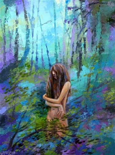 Картина под названием "Лесная Нимфа" - Ирина Жигалова, Подлинное произведение искусства, Масло