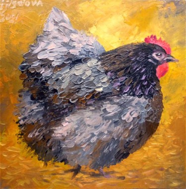 Pintura titulada "Серая курица" por Irina Zhigalova, Obra de arte original, Oleo