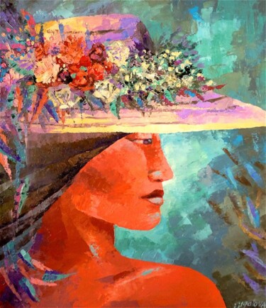 Картина под названием "Индейская женщина в…" - Ирина Жигалова, Подлинное произведение искусства, Масло Установлен на Другая…