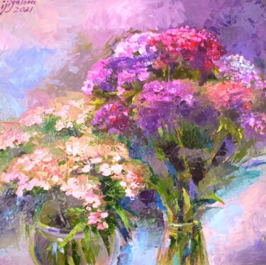 Painting titled "Bouquet of carnatio…" by Irina Zhigalova, Original Artwork, Oil