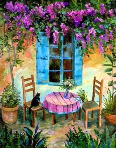 Peinture intitulée "Summer courtyard" par Irina Zhigalova, Œuvre d'art originale, Huile