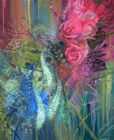 Картина под названием "Разговор" - Ирина Жигалова, Подлинное произведение искусства, Акрил Установлен на Деревянная рама для…