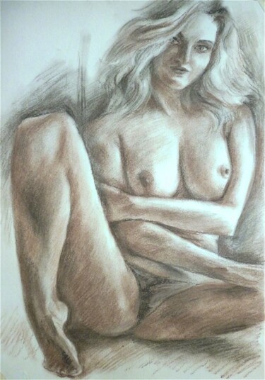 Картина под названием ""Обнаженная девушка"" - Ирина Жигалова, Подлинное произведение искусства, Пастель