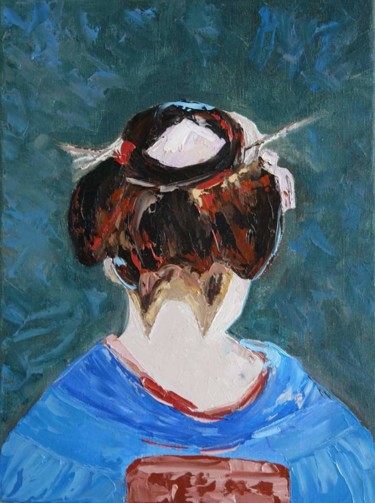 Painting titled "Geisha, oil paintin…" by Iryna Khmelevska, Original Artwork, Oil