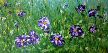 Painting titled "Spring field, oil p…" by Iryna Khmelevska, Original Artwork, Oil