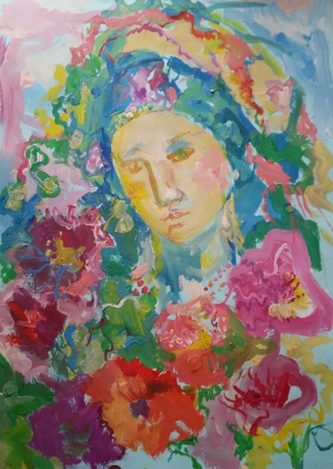Peinture intitulée "flowered" par Irina Kindritska, Œuvre d'art originale, Gouache