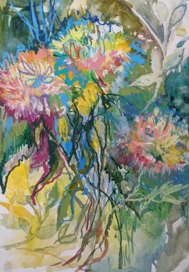 Peinture intitulée "dance of flowers" par Irina Kindritska, Œuvre d'art originale, Pastel