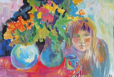 Pittura intitolato "morning coffee" da Irina Kindritska, Opera d'arte originale, Gouache