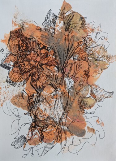 Malarstwo zatytułowany „autumn sun flowers” autorstwa Ірина Кіндрицька, Oryginalna praca, Atrament