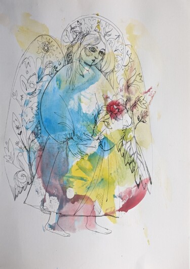 Картина под названием "angel" - Ірина Кіндрицька, Подлинное произведение искусства, Гелевая ручка