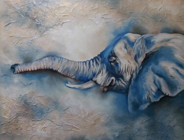 Peinture intitulée "Слон" par Irina Kornilova, Œuvre d'art originale, Huile Monté sur Châssis en bois