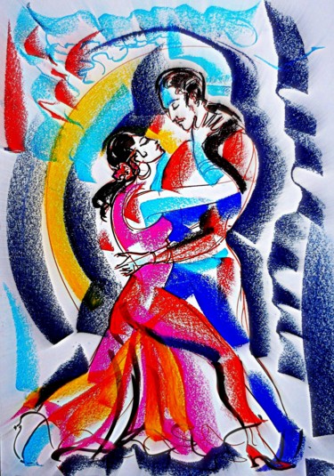 Dessin intitulée "Flamenco II" par Irina Kotova-Carpentier, Œuvre d'art originale, Marqueur