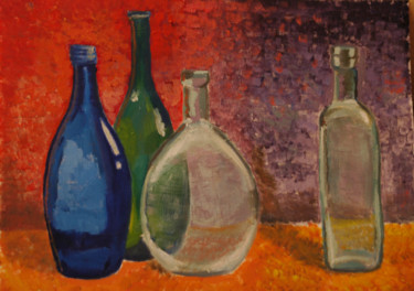 Peinture intitulée "Bottles" par Irina Kromm, Œuvre d'art originale, Huile