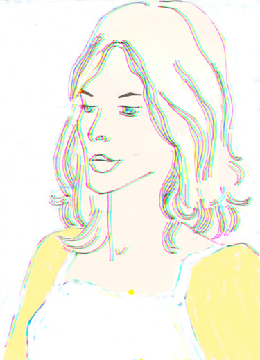 Drawing titled "Woman in yellow" by Irina Kromm, Original Artwork, 2D Digital Work
