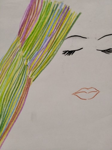 Drawing titled "Kiss" by Irina Kromm, Original Artwork, Pencil Mounted on Wood Stretcher frame