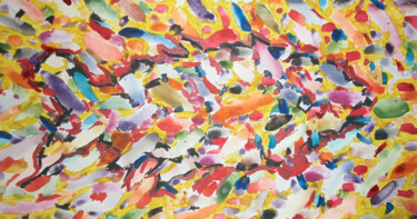 Painting titled "Fish a lot" by Irina Kromm, Original Artwork, Digital Print Mounted on Wood Stretcher frame