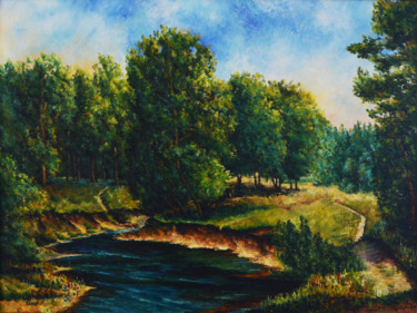 Painting titled "Forest" by Irina Laskin, Original Artwork, Oil
