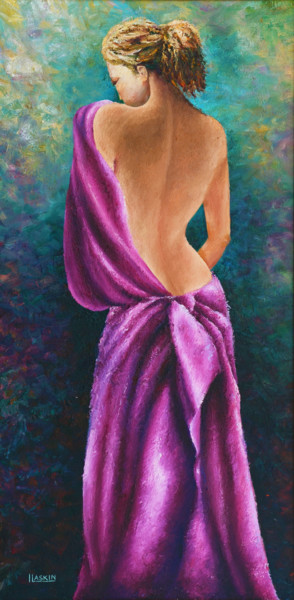 Painting titled "Lady in purple" by Irina Laskin, Original Artwork, Oil
