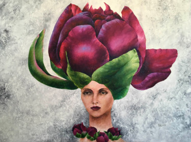 Pintura titulada "Purple peony" por Irina Laskin, Obra de arte original, Oleo