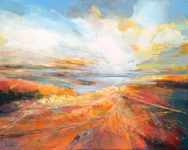 Schilderij getiteld "Sonnige Landschaft" door Irina Laube, Origineel Kunstwerk, Acryl