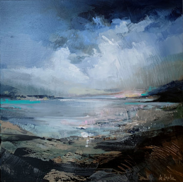 Pittura intitolato "Evening  lake" da Irina Laube, Opera d'arte originale, Acrilico