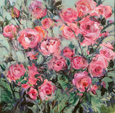 Painting titled "Pink roses" by Irina Laube, Original Artwork, Acrylic