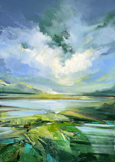 Painting titled "Summer green II" by Irina Laube, Original Artwork, Acrylic
