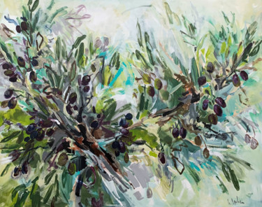 Olives Nature Painting, acrylic, expressionism, artwork by Irina Laube