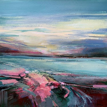 Peinture intitulée "Evening at the lake" par Irina Laube, Œuvre d'art originale, Acrylique