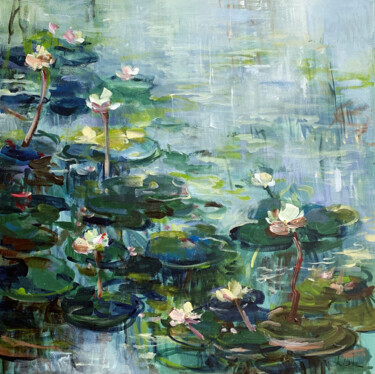 Malerei mit dem Titel "The water lily pond…" von Irina Laube, Original-Kunstwerk, Acryl