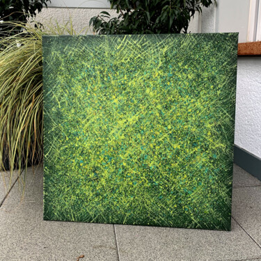 Painting titled "Green meadow" by Irina Laube, Original Artwork, Acrylic