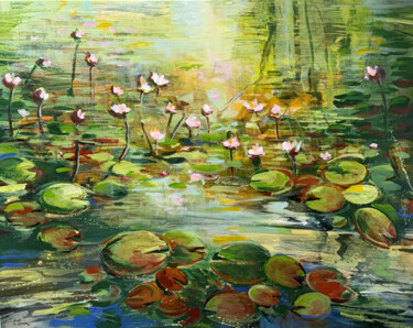 Peinture intitulée "Summer reflection a…" par Irina Laube, Œuvre d'art originale, Acrylique