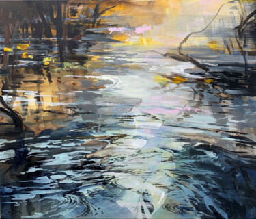 Peinture intitulée "Evening reflection" par Irina Laube, Œuvre d'art originale, Acrylique