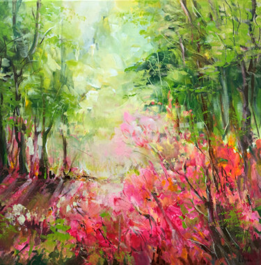 Painting titled "Summer forest" by Irina Laube, Original Artwork, Acrylic