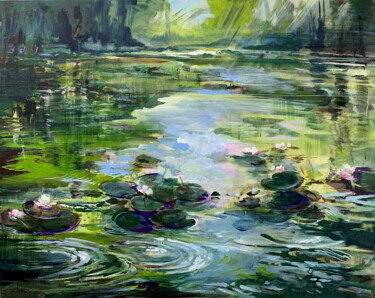 Malerei mit dem Titel "Summer pond" von Irina Laube, Original-Kunstwerk, Acryl